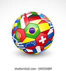  Football soccer ball with world teams flags. Vector