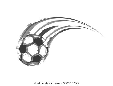 Football or soccer balls with motion trails