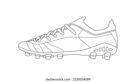 Football soccer boots outline icon vector illustration, in trendy design style, isolated on white background. Editable icon of football equipment for world competition.