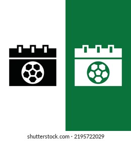 Football or Soccer Calendar Vector Icon in Glyph Style. A calendar with Soccer Ball is a symbol of the Event or Competition. Vector illustration Icon Can be Used for an App, Website, or Part of Logo