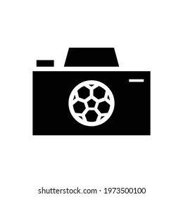 Football or Soccer Camera Vector icon in Glyph Style. The camera with the soccer ball is a symbol of capture or image. Vector illustration icons can be used for apps, websites, or part of logo.