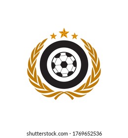 Football or soccer championship trophy logo design vector template