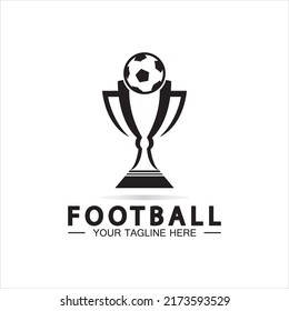 Football or Soccer Championship Trophy Logo Design vector  icon template. champions football trophy for winner award  - Shutterstock ID 2173593529