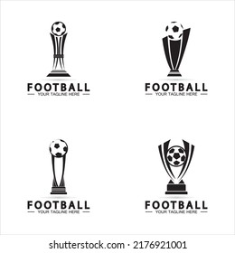 Football or Soccer Championship Trophy Logo Design vector  icon template. Champions football trophy for winner award 