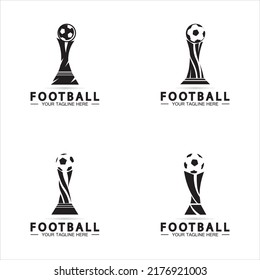 Football or Soccer Championship Trophy Logo Design vector  icon template. Champions football trophy for winner award 