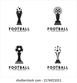 Football or Soccer Championship Trophy Logo Design vector  icon template. Champions football trophy for winner award 