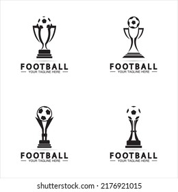 Football or Soccer Championship Trophy Logo Design vector  icon template. Champions football trophy for winner award 