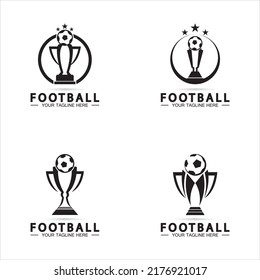 Football or Soccer Championship Trophy Logo Design vector  icon template. Champions football trophy for winner award 