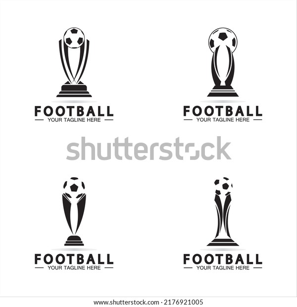 Football or\
Soccer Championship Trophy Logo Design vector  icon template.\
Champions football trophy for winner award\
