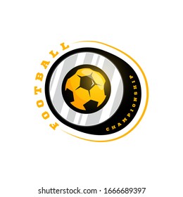 Football soccer circular vector logo. Modern professional Typography sport retro style vector emblem and template logotype design. Football colorful logo
