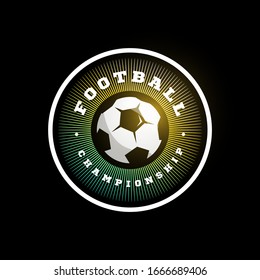 Football soccer circular vector logo. Modern professional Typography sport retro style vector emblem and template logotype design. Football colorful logo