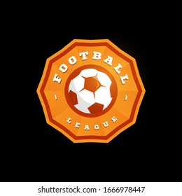 Football soccer circular vector logo. Modern professional Typography sport retro style vector emblem and template logotype design. Football colorful logo
