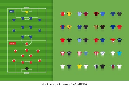 football soccer club home and away kit jersey collection set