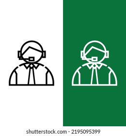 Football or Soccer Commentator Vector icon in Outline Style. A football sports show host. Vector illustration icons can be used for applications, websites, or part of a logo.