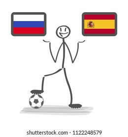 Football - soccer country, vector stackman russia vs spain eight-finals  .