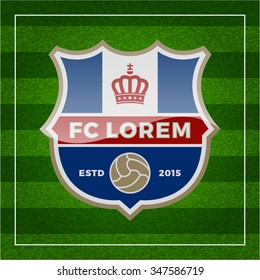 football (soccer) crest on green background. football club emblem