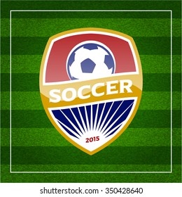 football (soccer) crest on green background. football club emblem