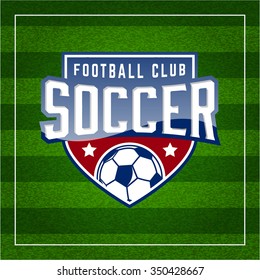 football (soccer) crest on green background. football club emblem