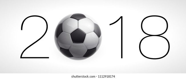 Football Soccer cup championship Design banner. Illustration banner Football Soccer cup championship logo Realistic soccer ball Isolated on white background