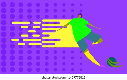 Football or Soccer design banner and football player silhouette. Soccer championship.