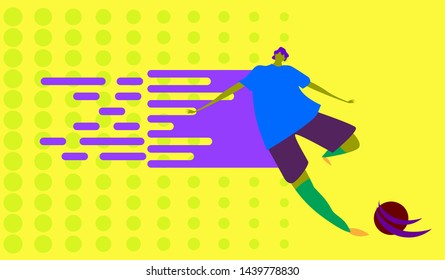 Football or Soccer design banner and football player silhouette. Soccer championship.