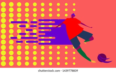 Football or Soccer design banner and football player silhouette. Soccer championship.