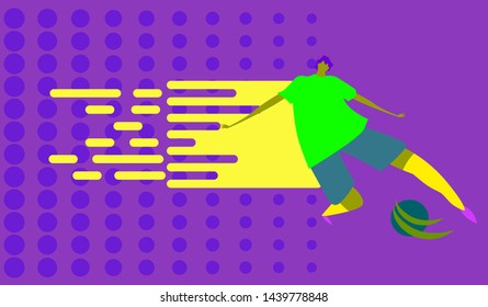Football or Soccer design banner and football player silhouette. Soccer championship.