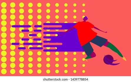 Football or Soccer design banner and football player silhouette. Soccer championship.