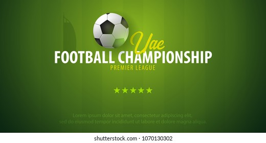 Football or Soccer design banner. UAE Football championship. Vector ball. Vector illustration