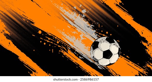 Football or soccer design poster with grunge backdrop, Football background for banner design template.