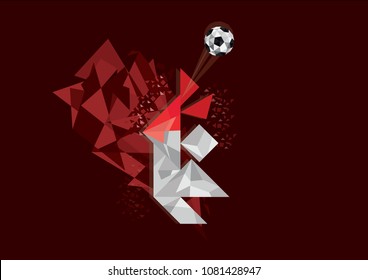 Football Soccer Drible Player Vector Illustration in Red Background