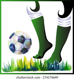  Football (soccer) feet silhouette with ball isolated