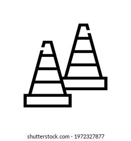 Football or Soccer Field Cone Vector icon in Outline Style. Field cones are used as field markers or training. Vector illustration icons can be used for apps, websites, or part of a logo.
