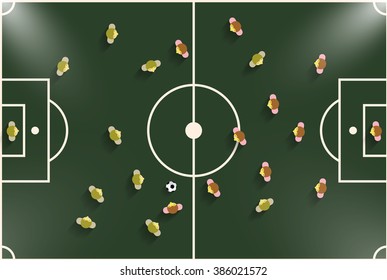 Football - Soccer Field Night or Evening Match Top View