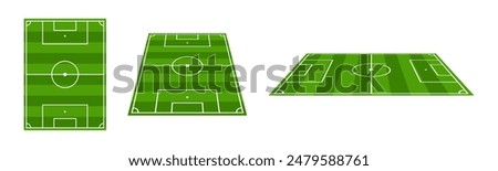 Football soccer field set. Scheme of the european football field. Vector illustration.