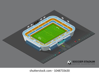 football soccer field stadium isometric vector illustration