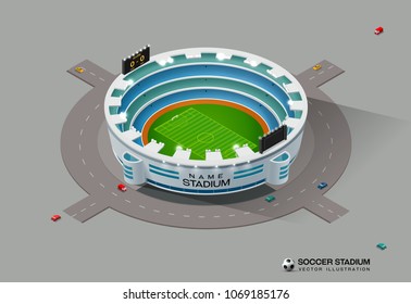 football soccer field stadium isometric vector illustration