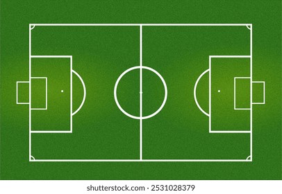 Football or soccer field top view with green grass effect