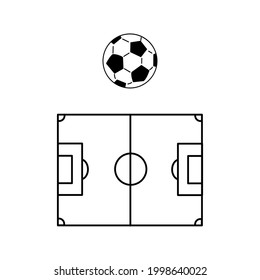 Football soccer field vector illustration. Coach table for tactic presentation for players. Sport strategy view. editable stroke for glyph