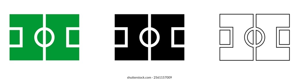 football or soccer field vector pictogram sign icon symbol ui and ux design, glyphs and stroke line