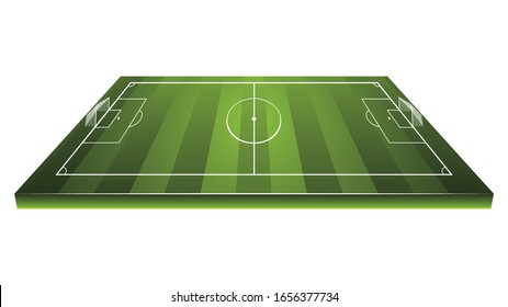 Football or soccer field with white markings illustration.