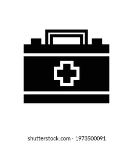 Football or Soccer First Aid Kit Vector icon in Glyph Style. A first aid kit is a collection of supplies and equipment that is used to give medical treatment. Vector icons for Apps, Web, or Logo.