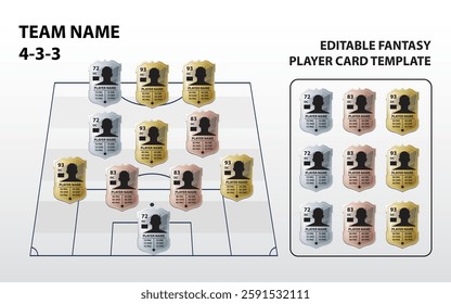 Football or Soccer Formation with Player Card Template Concept Shield Player Card for Football