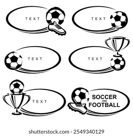 Football and soccer frame set. Collection icons football and soccer. Vector