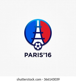 Football or soccer France Euro 2016 logos. Eiffel Tower Logo Paris. Icon design. Vector Illustration