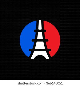 Football or soccer France Euro 2016 logos. Eiffel Tower Logo Paris. Icon design. Vector Illustration