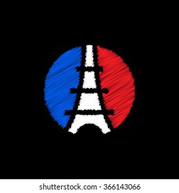 Football or soccer France Euro 2016 logos. Eiffel Tower Logo Paris. Icon design. Vector Illustration