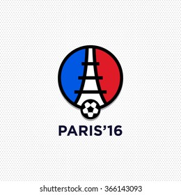 Football or soccer France Euro 2016 logos. Eiffel Tower Logo Paris. Icon design. Vector Illustration