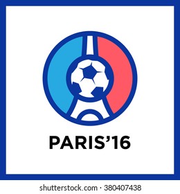 Football or soccer France Euro 2016 logos. Eiffel Tower Logo Paris. Icon design. Vector Illustration