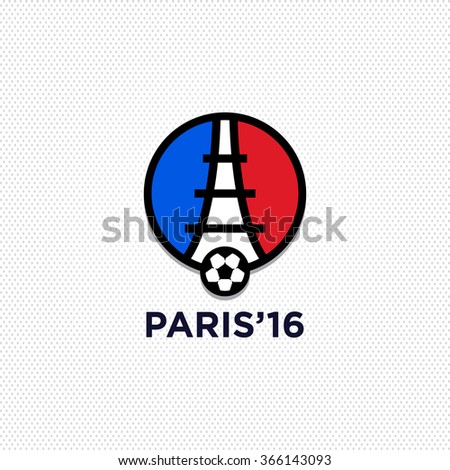 Football or soccer France Euro 2016 logos. Eiffel Tower Logo Paris. Icon design. Vector Illustration